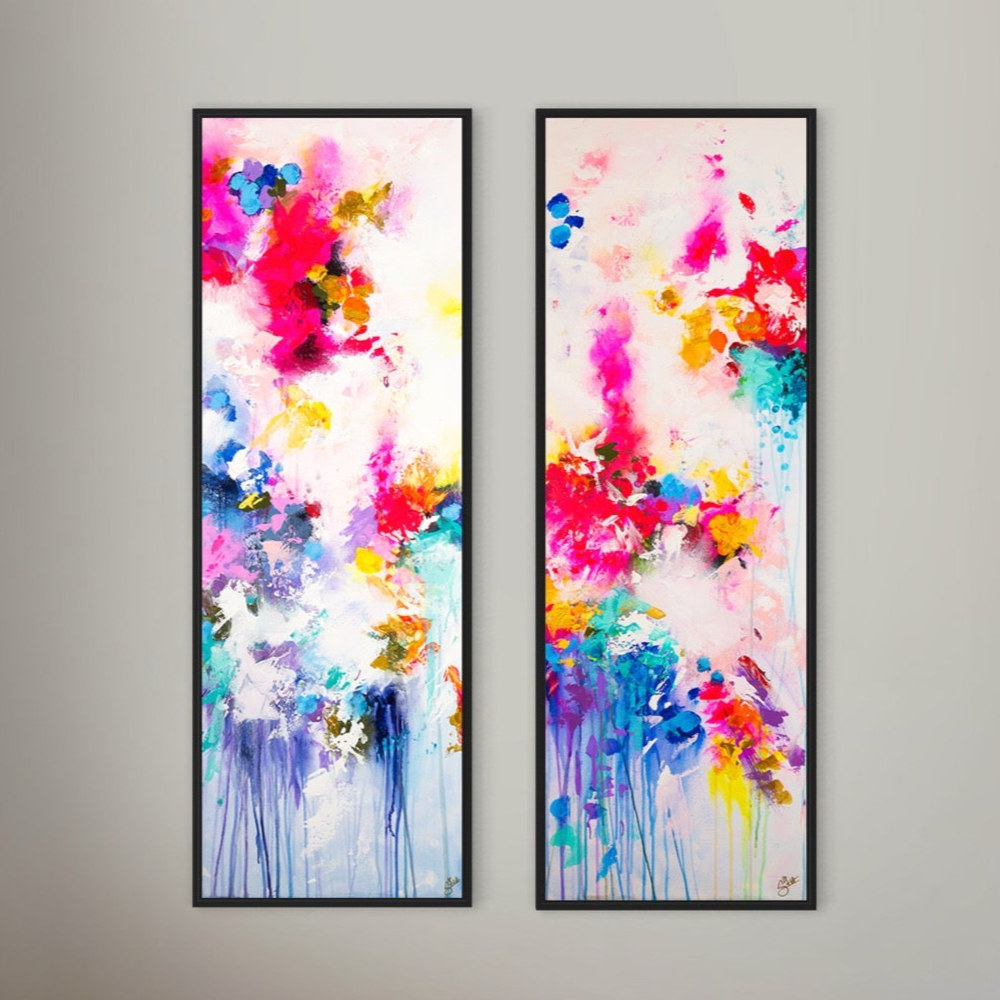 'Flowers over fear' Two piece 40 x 120