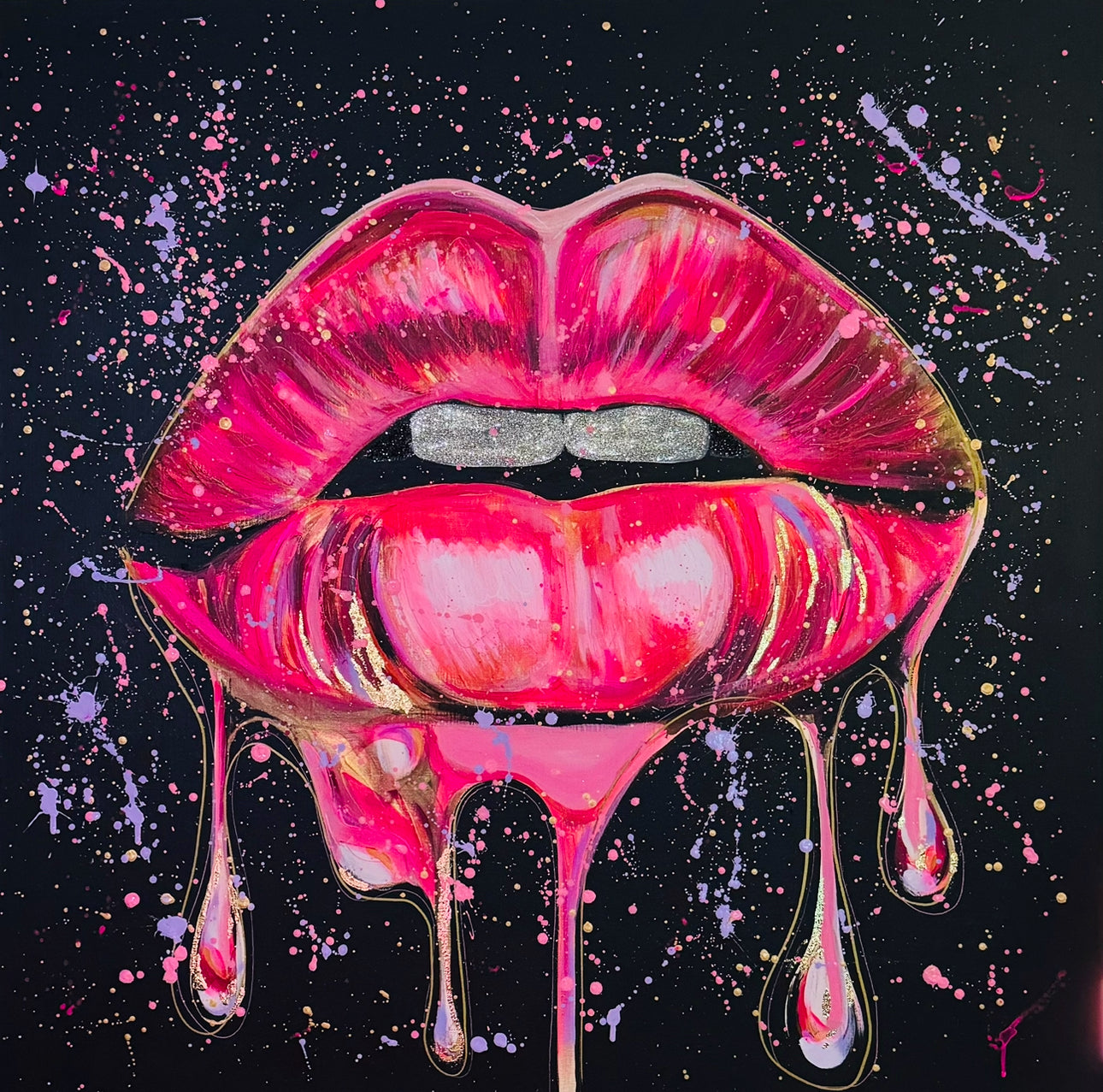 Lipness 100x100 hot pink and gold