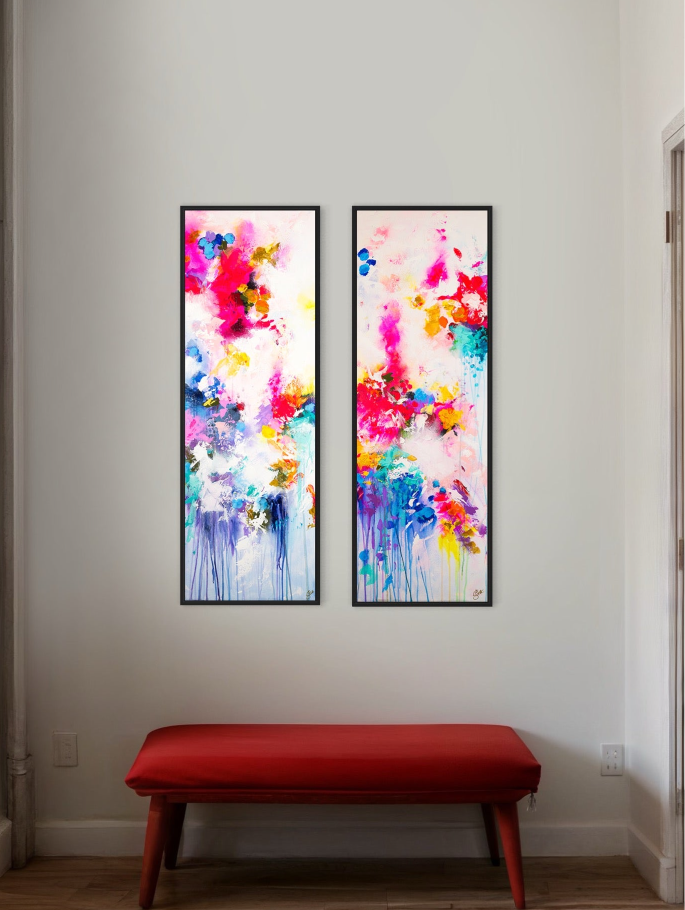 'Flowers over fear' Two piece 40 x 120