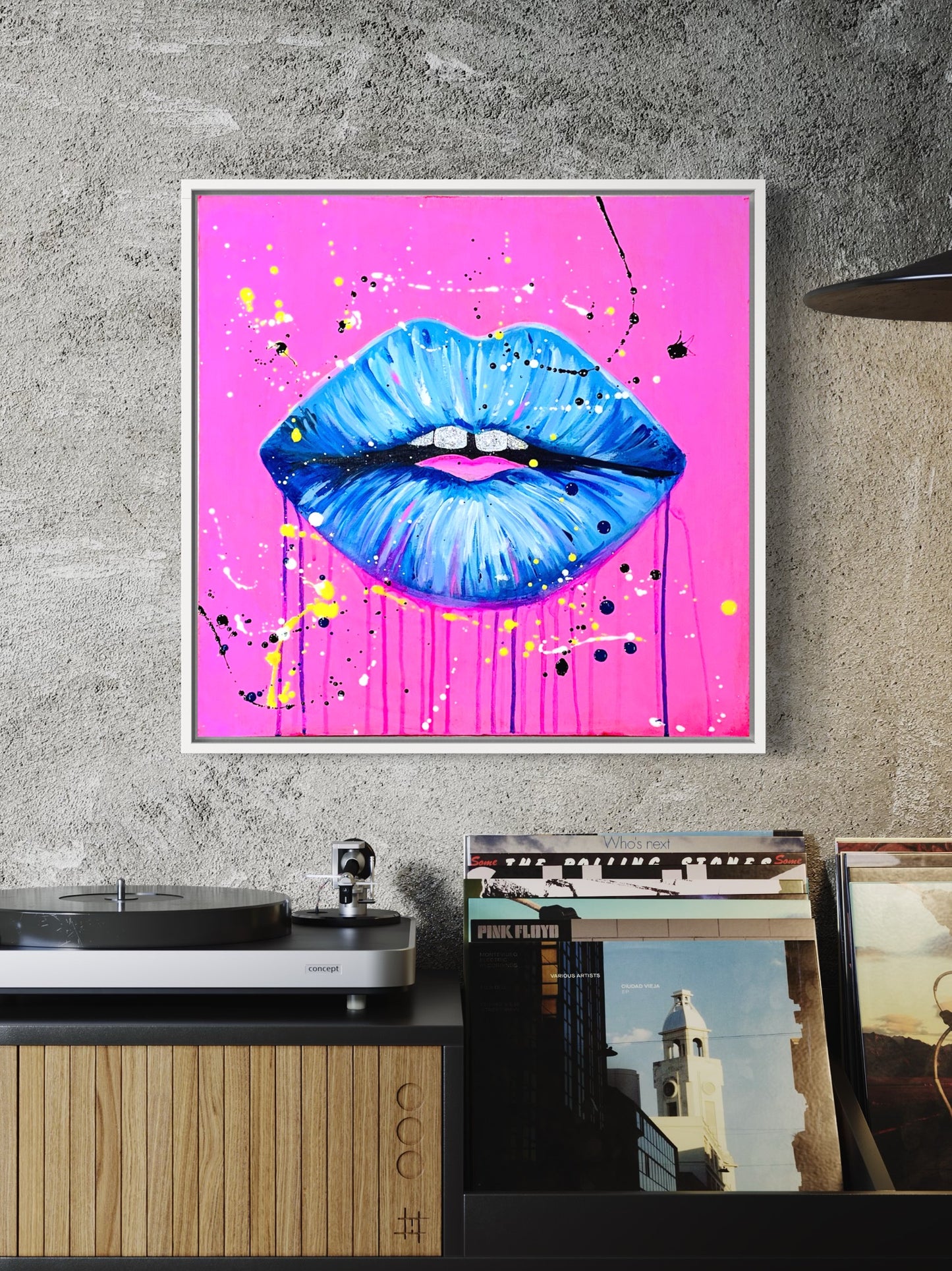 'Lipness Blue Pink' 50 x 50 cm