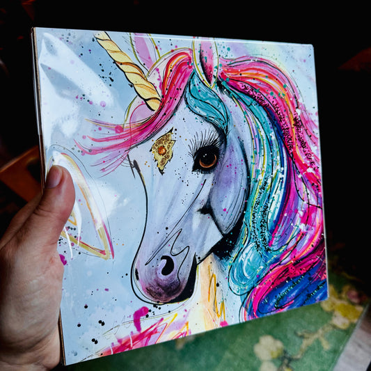 'Unicorn Love' 21 x 21  Art Print