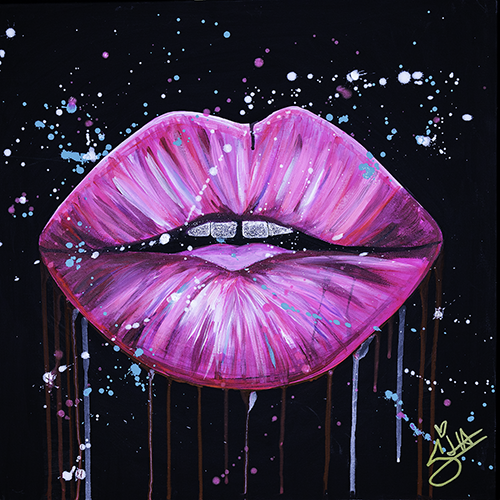 'Lipness Pink Black' 50 x 50